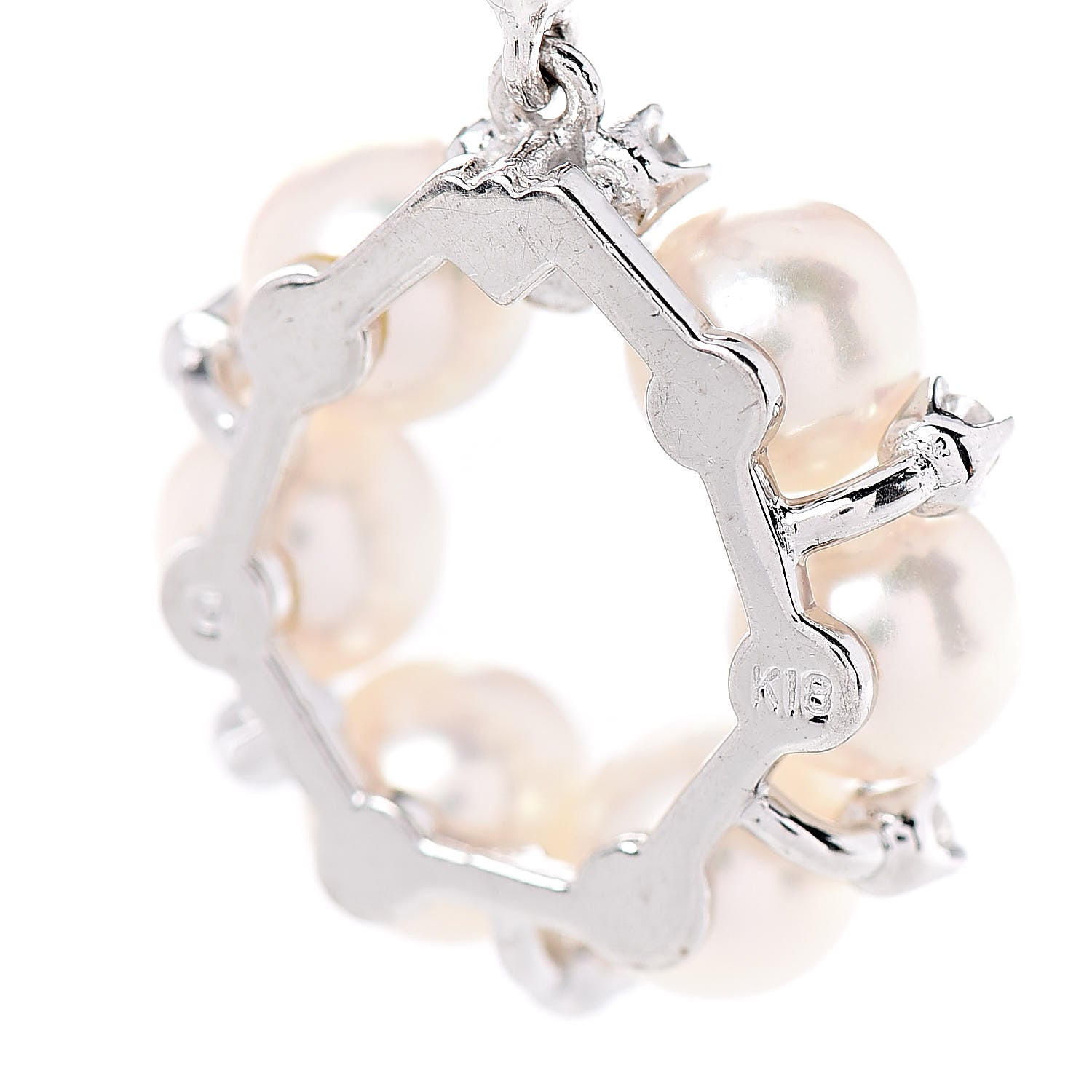 Mikimoto 18K White Gold Diamond Akoya Pearl 5-5.5mm Wreath Pendant 3 of 3