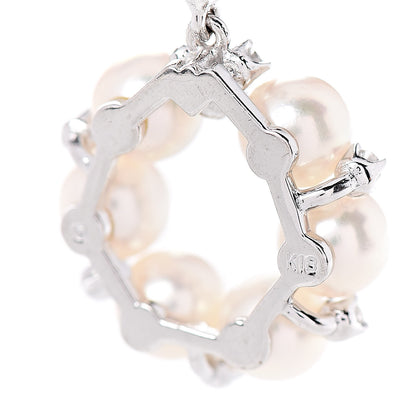 Mikimoto 18K White Gold Diamond Akoya Pearl 5-5.5mm Wreath Pendant 3 of 3