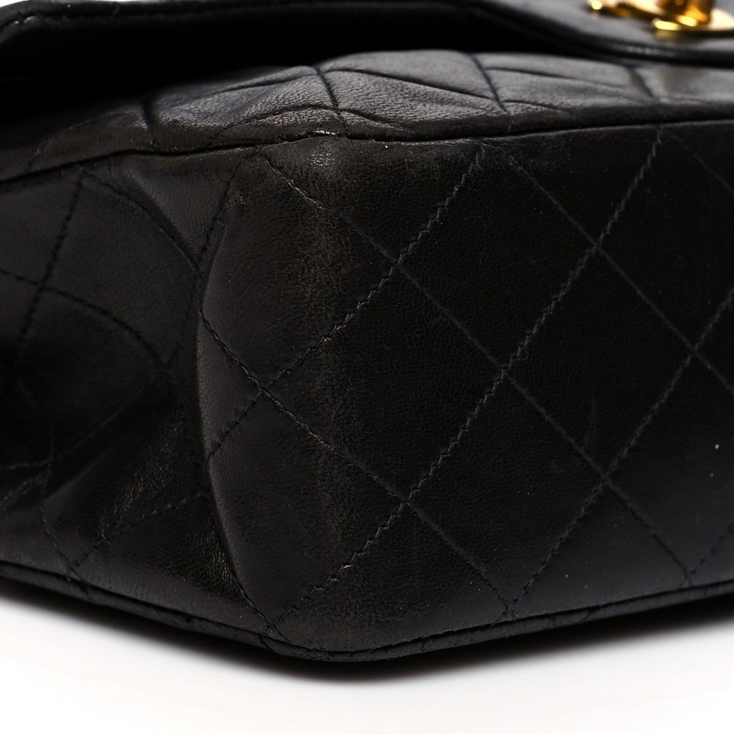 Lambskin Quilted Medium Double Flap Black