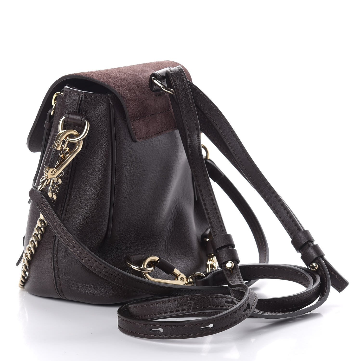Chloe Suede Calfskin Mini Faye Backpack Carbon Brown 2 of 9