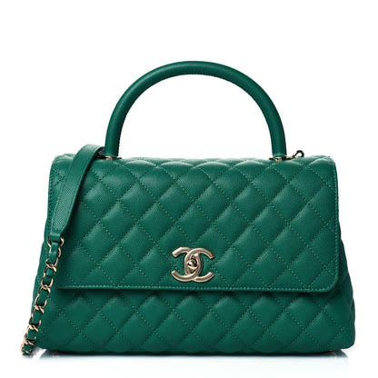 Chanel Caviar Quilted Small Coco Handle Flap Green 1 of 11