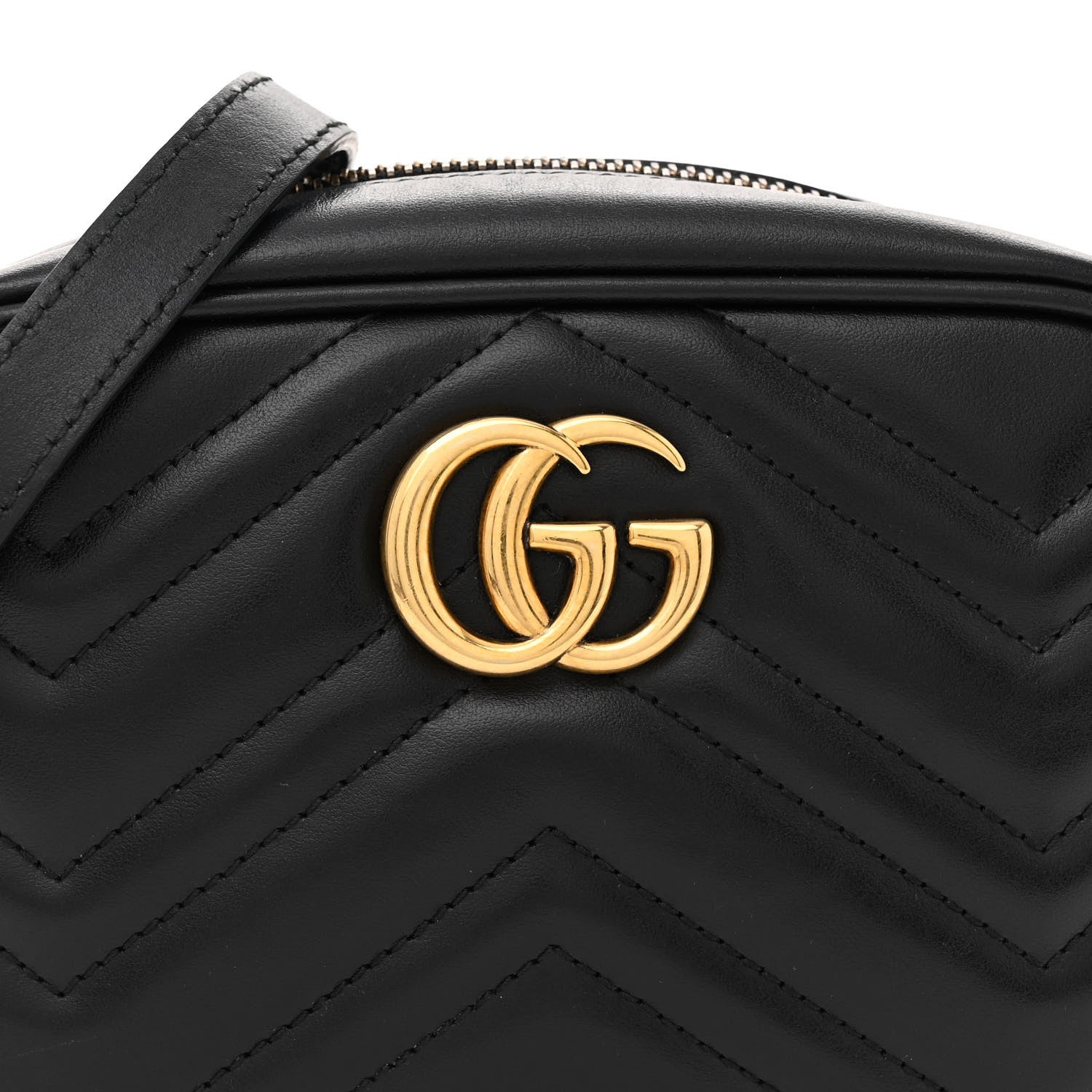 Gucci Calfskin Matelasse Mini GG Marmont Chain Shoulder Bag Black 8 of 12