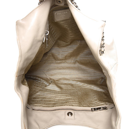Prada Soft Calf Chain Tote Talco 6 of 20