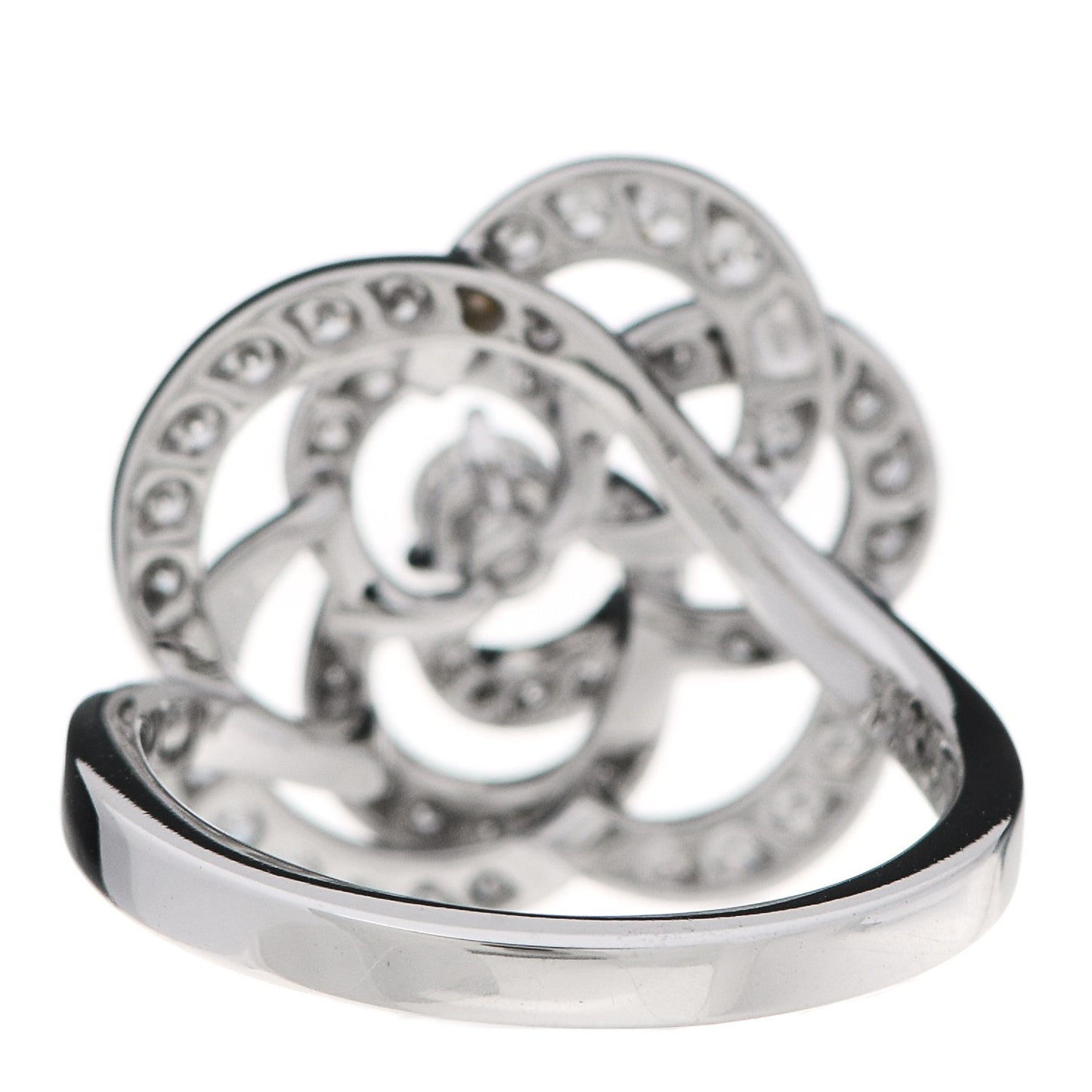 18K White Gold Diamond Fil de Camelia Ring 54 6.75