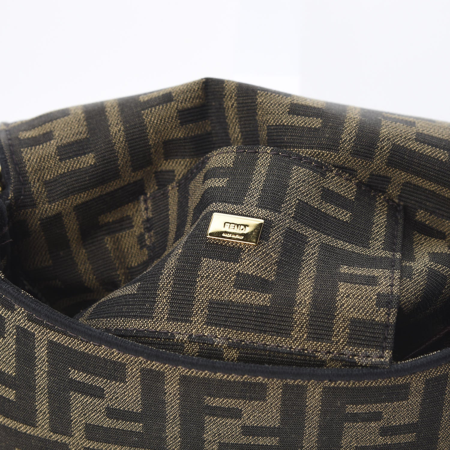 Fendi Fabric Jacquard FF 1974 Mini Baguette Tobacco Moro Black 7 of 12