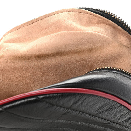 Gucci Vintage Effect Calfskin Matelasse Diagonal Mini Torchon GG Marmont Round Shoulder Bag Black Romantic Cherry 8 of 13