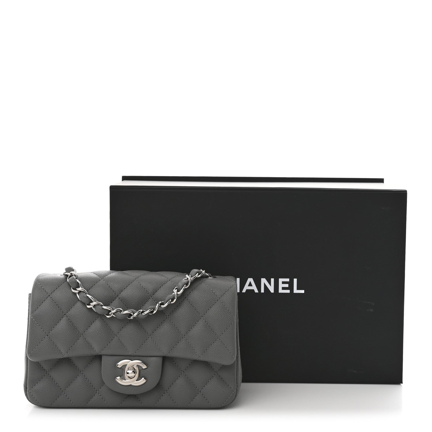 Chanel Caviar Quilted Mini Rectangular Flap Grey 11 of 11