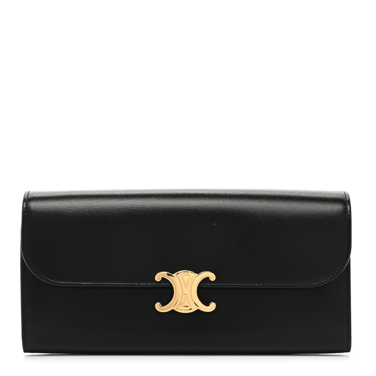 Celine Shiny Calfskin Long Triomphe Wallet Black 1 of 11
