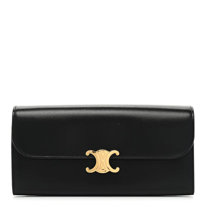 Celine Shiny Calfskin Long Triomphe Wallet Black 1 of 11