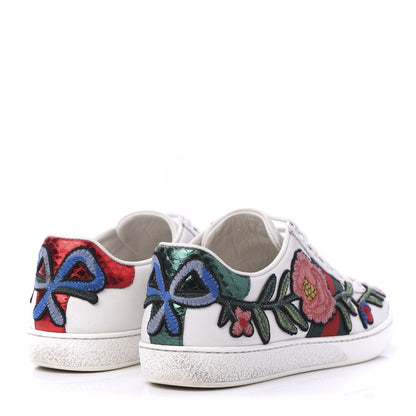 Gucci Calfskin Web Floral Embroidered Womens Ace Sneakers 36 White 4 of 10