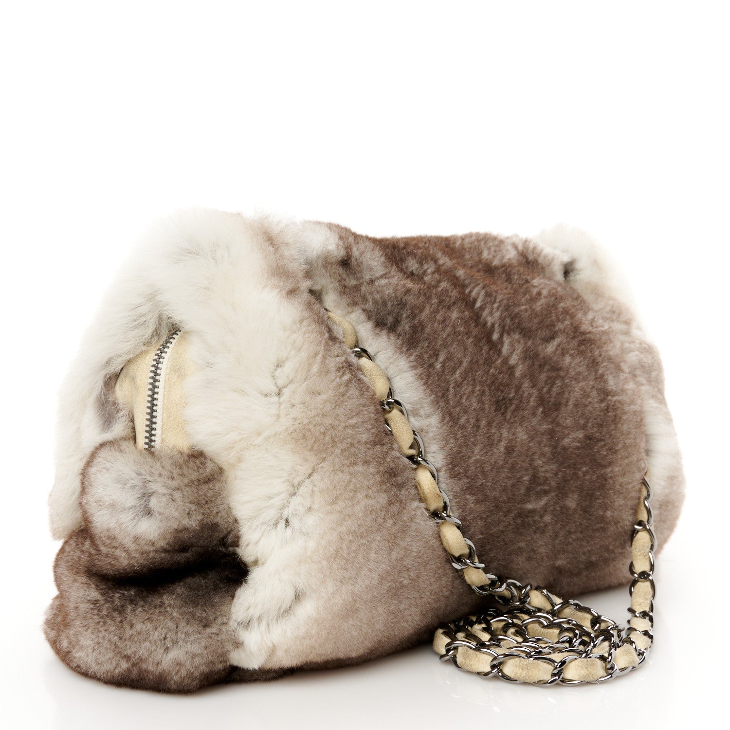 Chanel Rabbit Fur CC Medium Flap Bag Brown 3 of 11