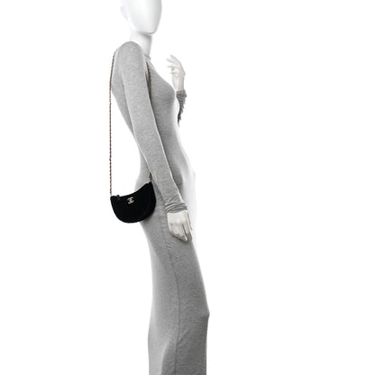 Chanel Velvet Crystal Quilted Chain Hobo Black 2 of 12