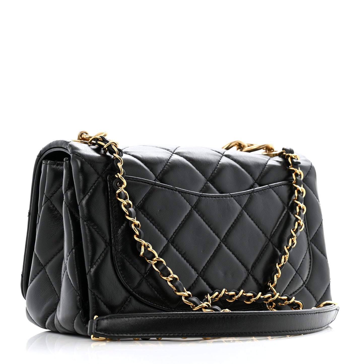 Lambskin Quilted Medium Color Match Flap Black