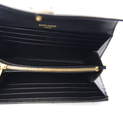 Saint Laurent Grain De Poudre Matelasse Chevron Monogram Flap Wallet Black 4 of 5