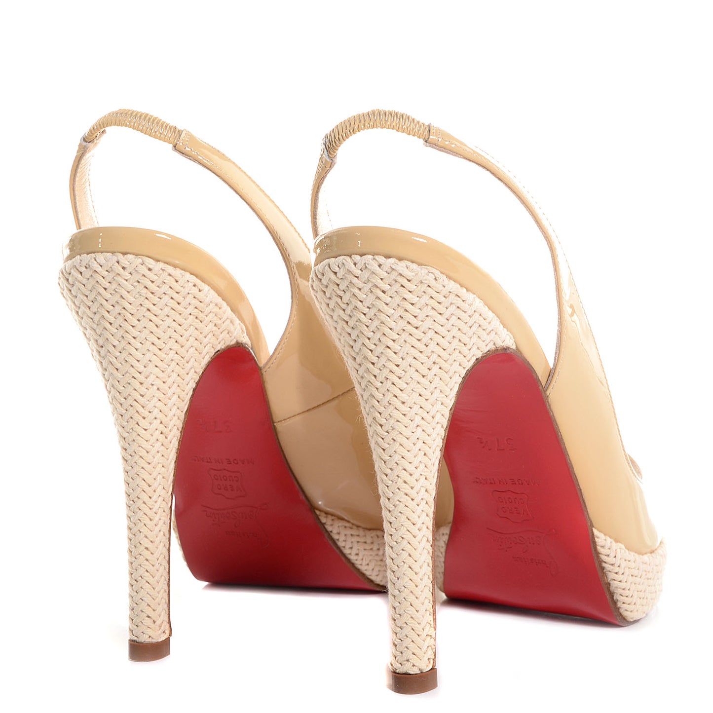 Patent YoYo Zeppa 120 Platform Slingback Peep Toe Pumps 37.5 Beige