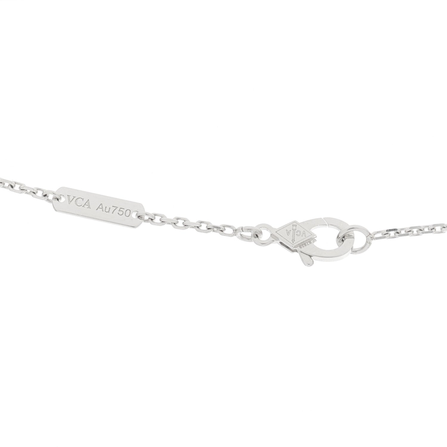 Van Cleef & Arpels 18K White Rose Gold Diamond Guilloche Vintage Alhambra Pendant Necklace 3 of 6
