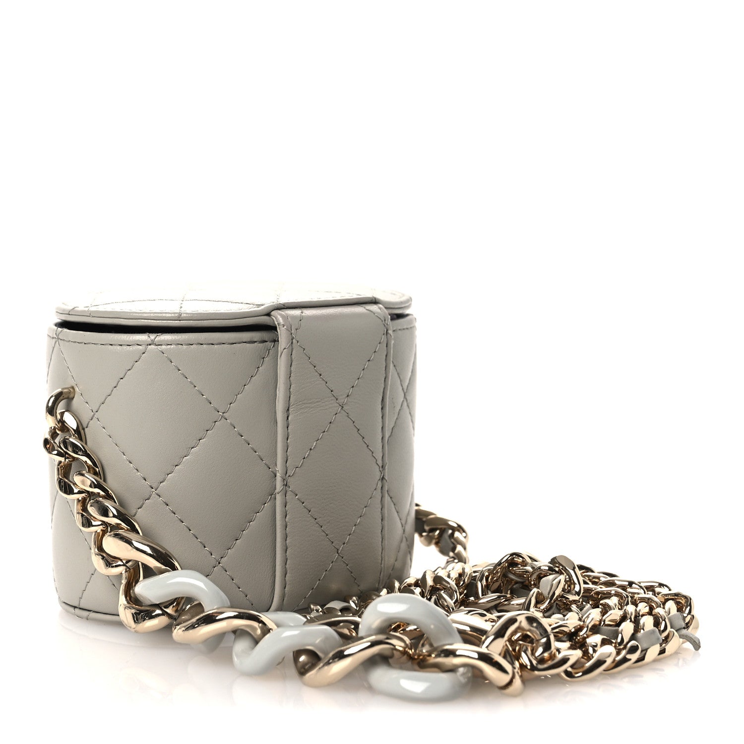 Chanel Lambskin Quilted Mini Vanity Case With Chain Grey 3 of 11