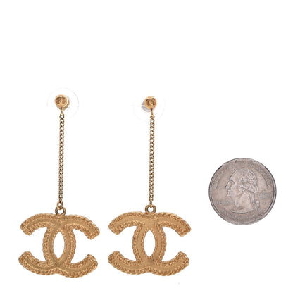 Chanel CC Drop Earrings Matte Gold 2 of 4