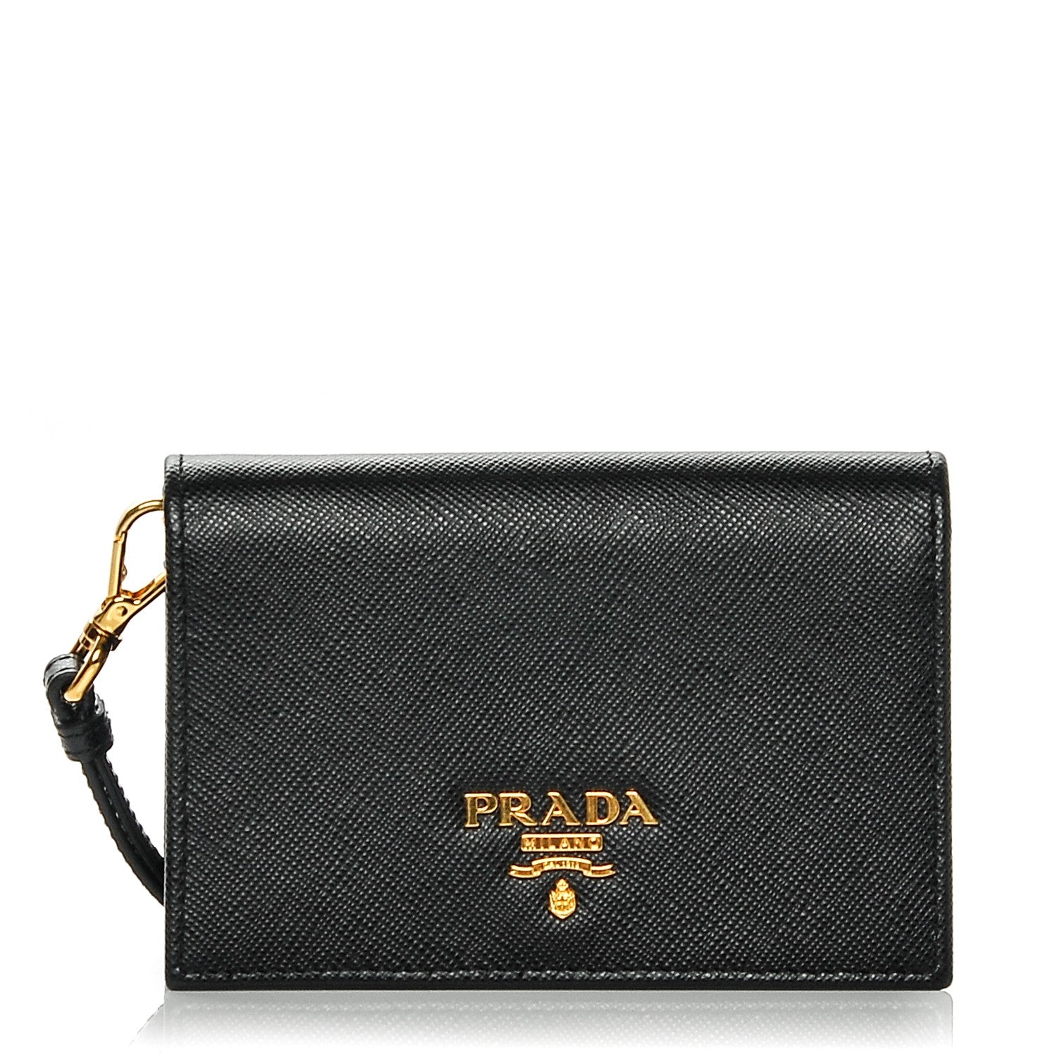 Prada Saffiano Metal Wristlet Card Holder Nero Black 1 of 6