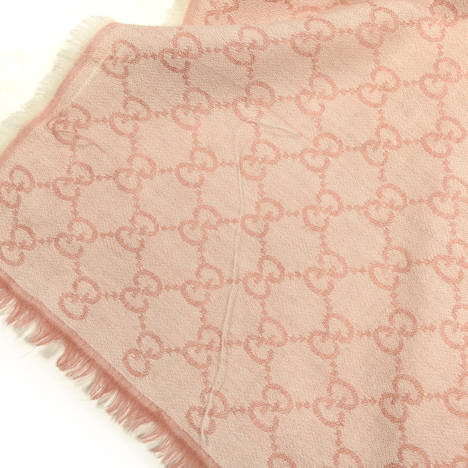 Gucci Wool Silk Monogram GGWeb Fringe Shawl Old Rose Pink 2 of 4