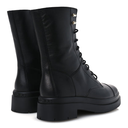 Jimmy Choo Smooth Calfskin Diamond Hook Nari Flat Boots 40 Black Gold 5 of 11
