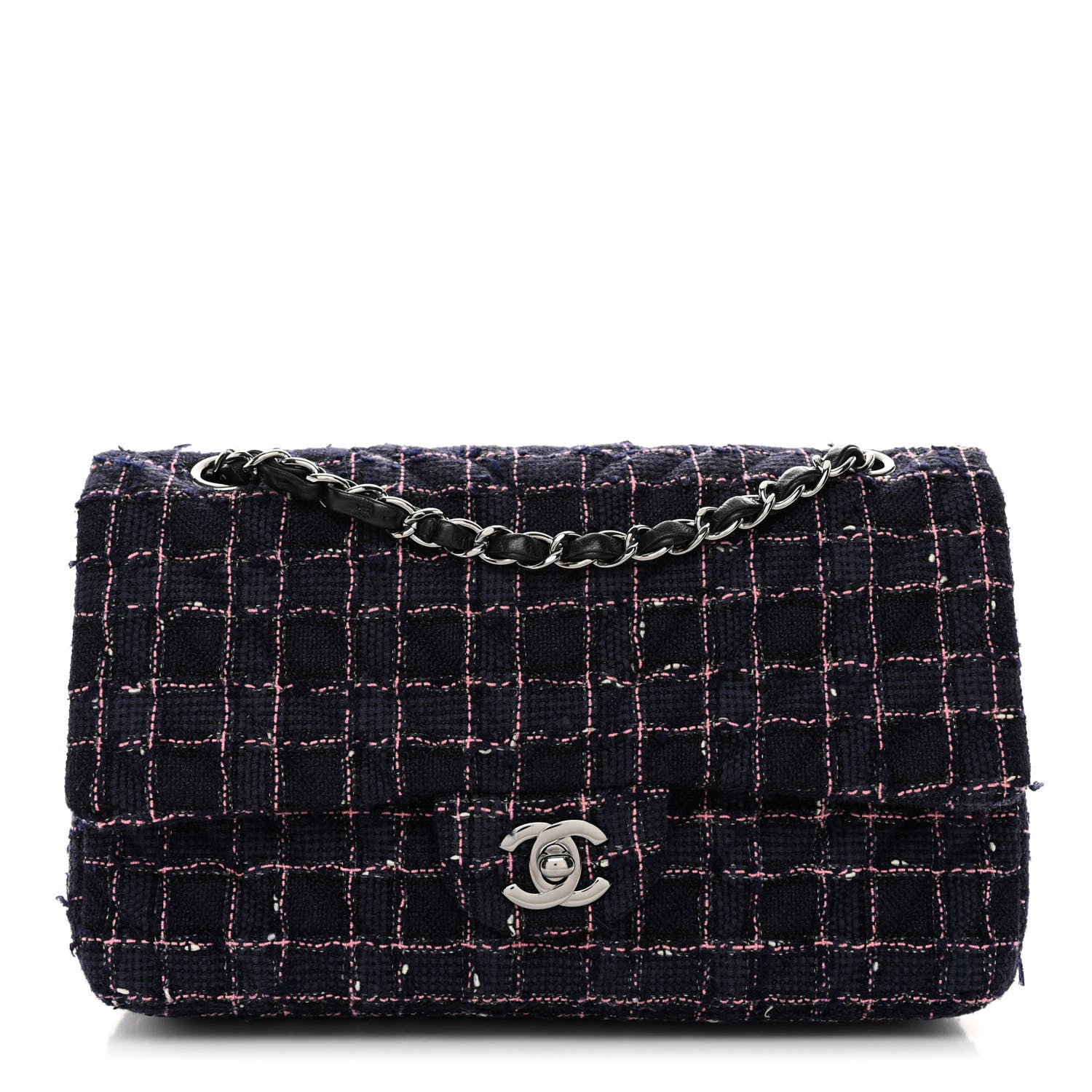 Chanel Tweed Chevron Quilted Medium Double Flap Multicolor 1 of 10
