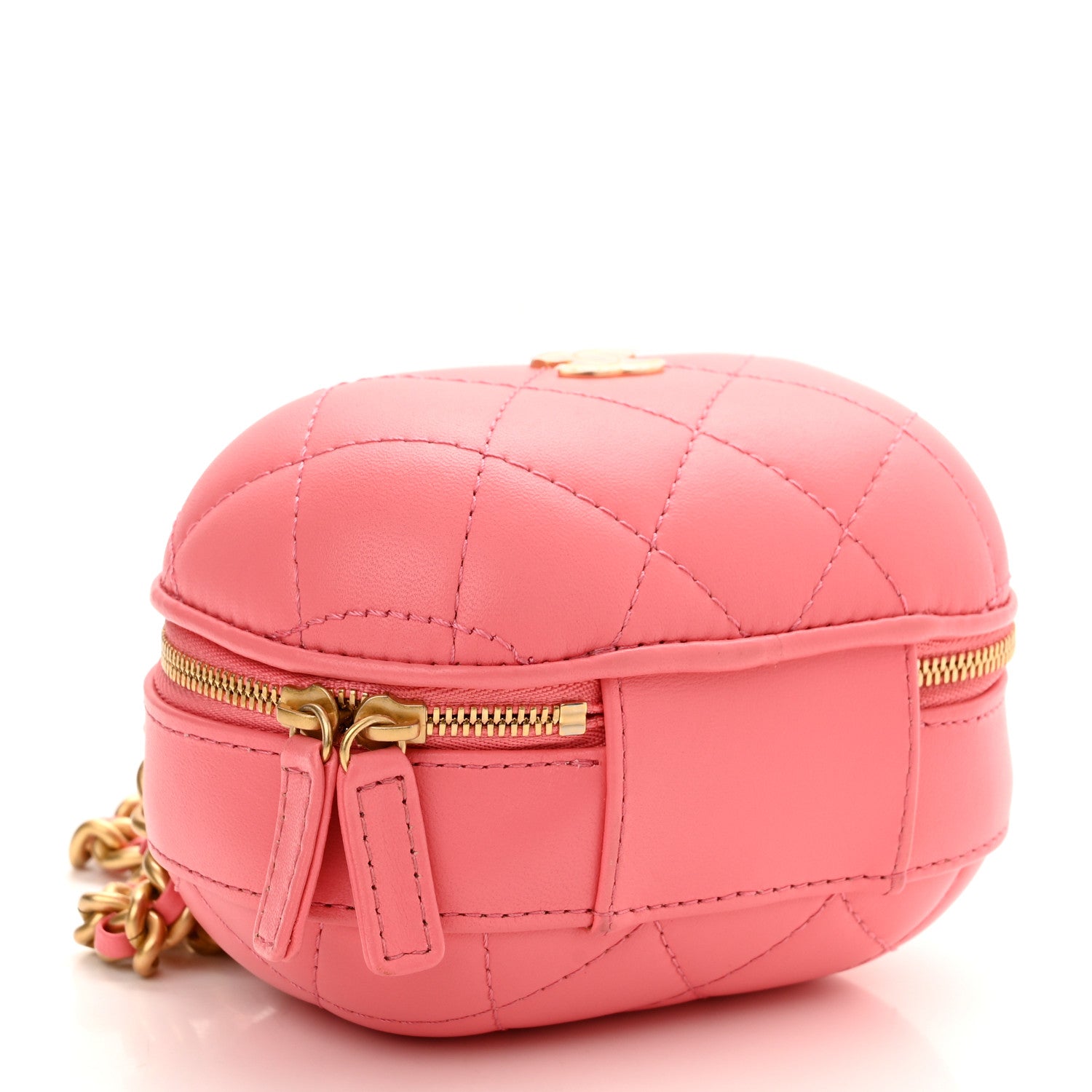 Chanel Lambskin Quilted CC Bubble Vanity Case With Chain Pink 4 of 10