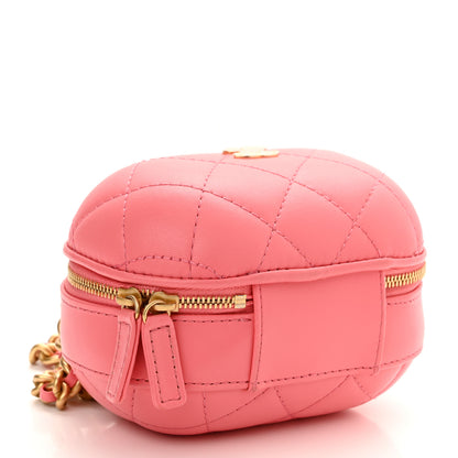 Chanel Lambskin Quilted CC Bubble Vanity Case With Chain Pink 4 of 10