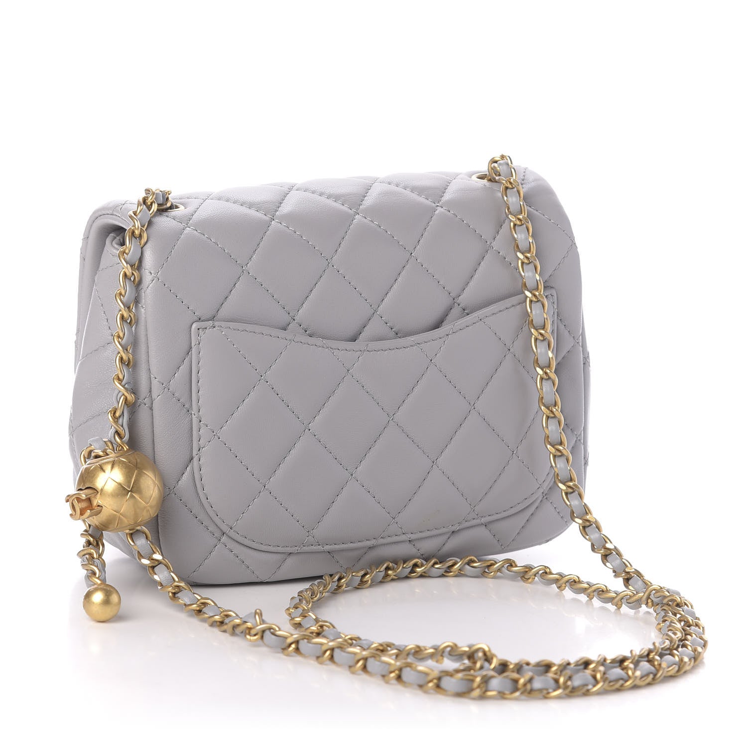Chanel Lambskin Quilted Mini Pearl Crush Flap Light Grey 3 of 11