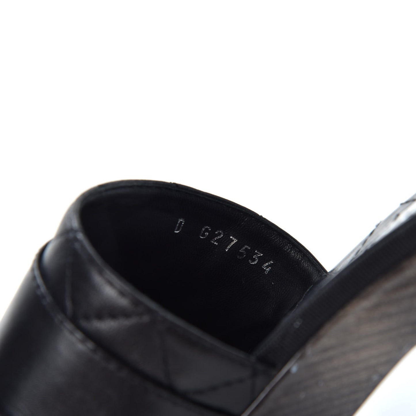 Lambskin Quilted Wooden Mules 38.5 Black