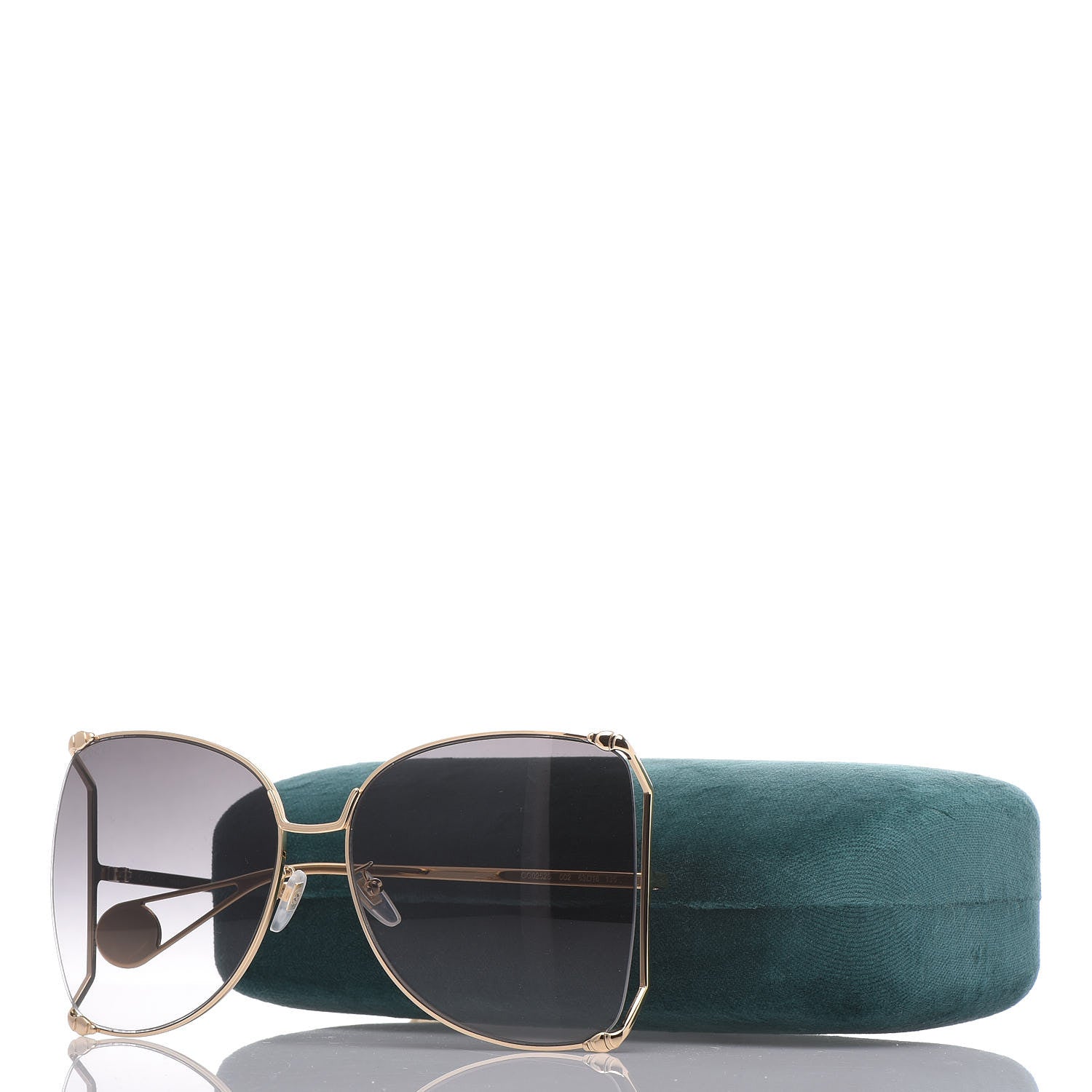 Gucci Oversized Round Sunglasses GG0252S Gold Grey 8 of 8