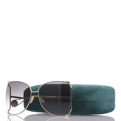 Gucci Oversized Round Sunglasses GG0252S Gold Grey 8 of 8