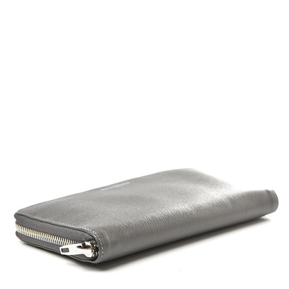 Balenciaga Striped Calfskin Essential Continental Zip Around Wallet Grey Green 4 of 8