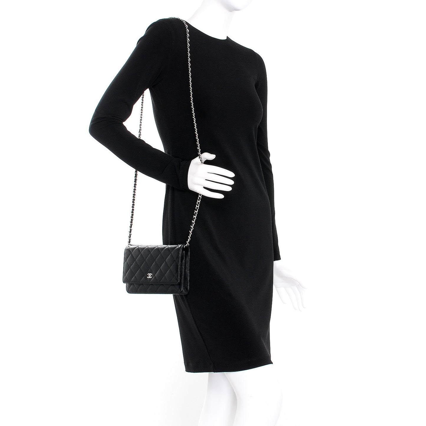 Caviar Quilted Wallet On Chain WOC Black