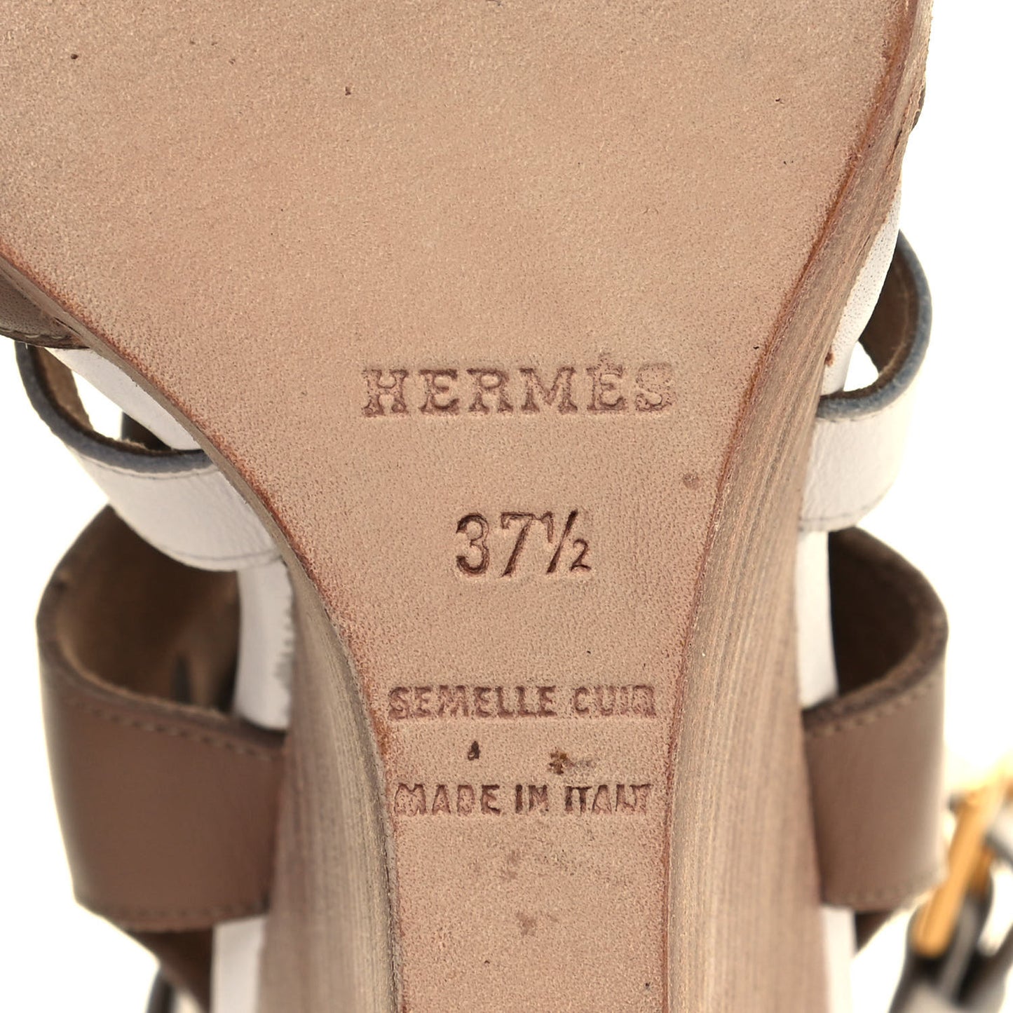 Calfskin Giorno Wedge Sandals 37.5 Beige White