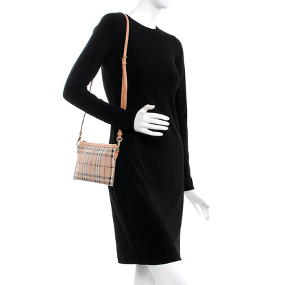 Burberry Haymarket Check Small Peyton Crossbody Clutch Bag Dusty Pink 2 of 8