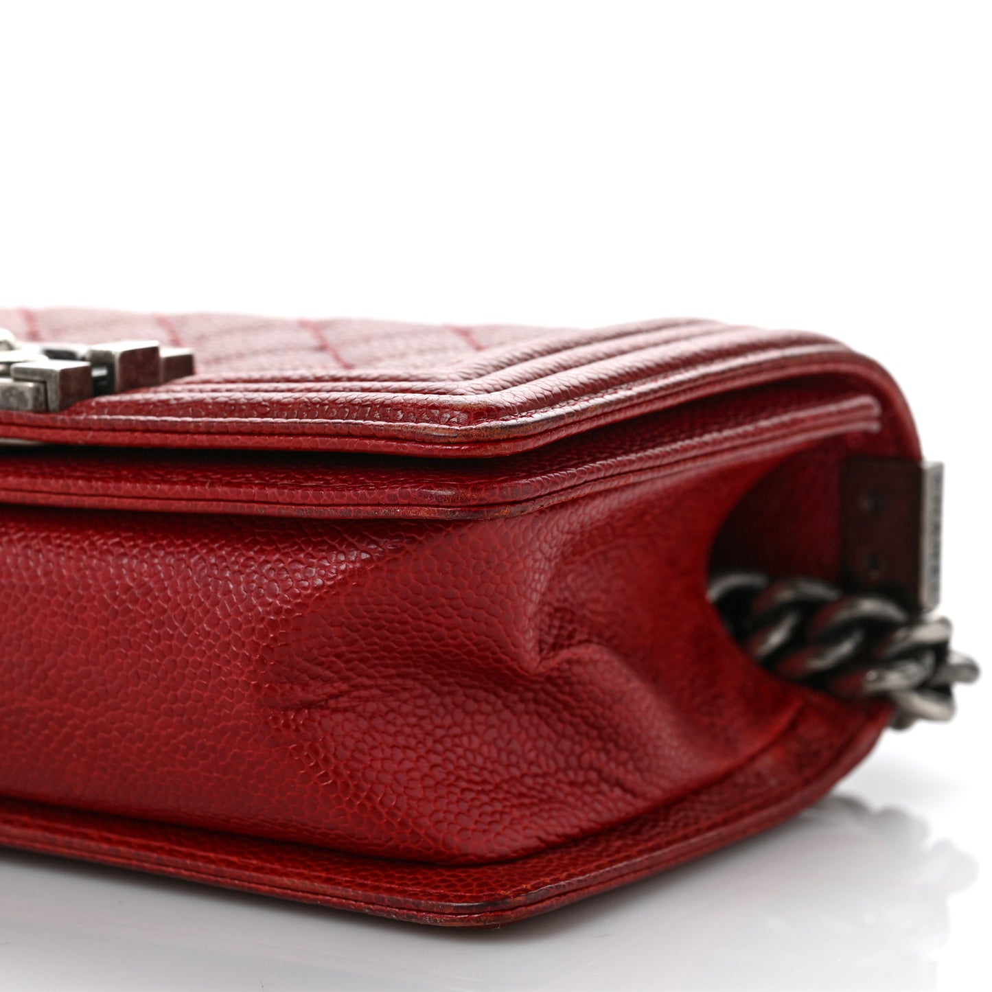 Caviar Quilted Small Boy Flap Red