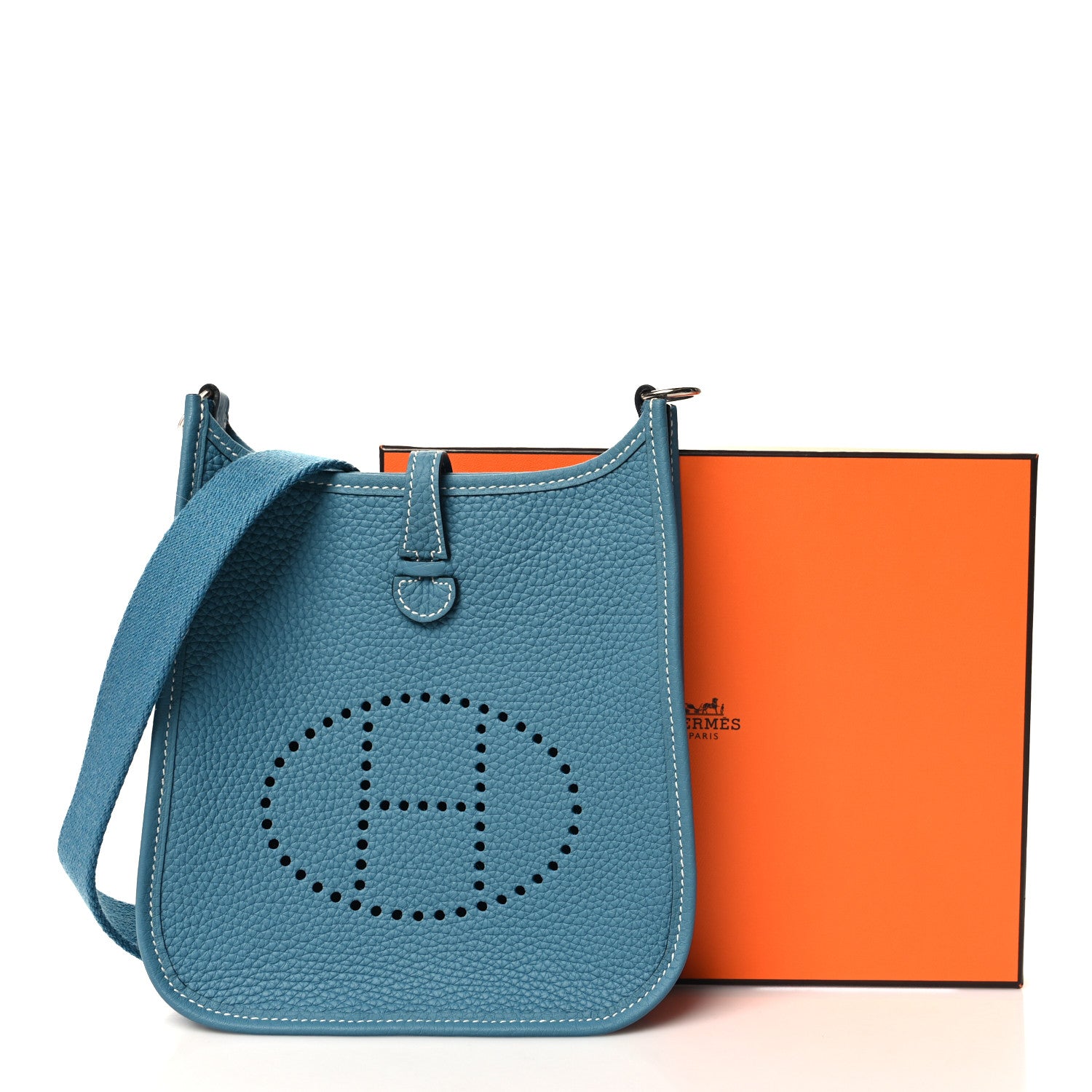 Hermes Taurillon Clemence Evelyne TPM New Blue Jean 11 of 11