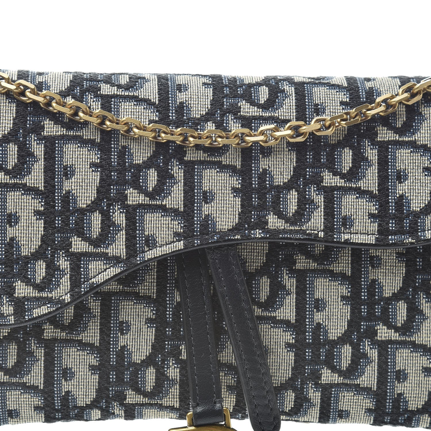 Christian Dior Oblique Saddle Chain Long Wallet Blue 9 of 12