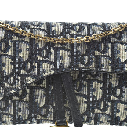 Christian Dior Oblique Saddle Chain Long Wallet Blue 9 of 12