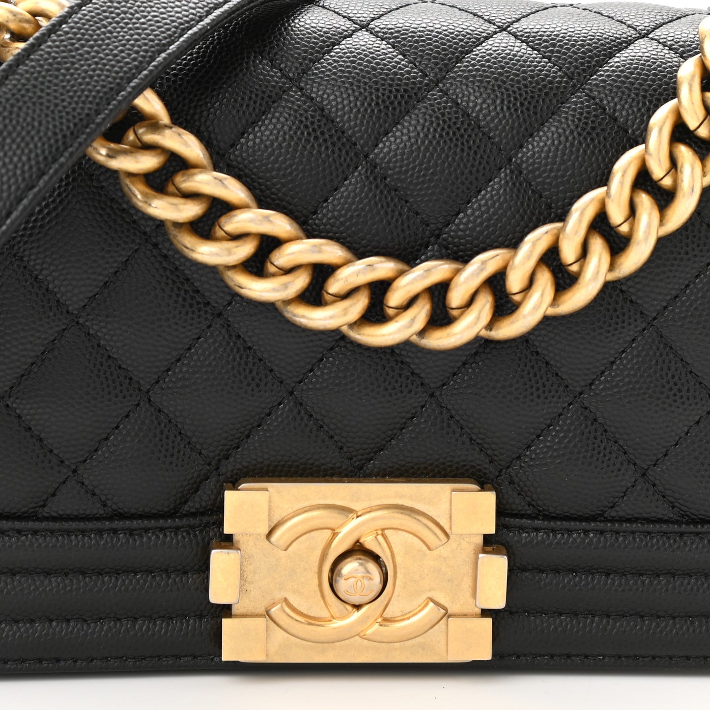 Caviar Quilted Small Boy Flap Black