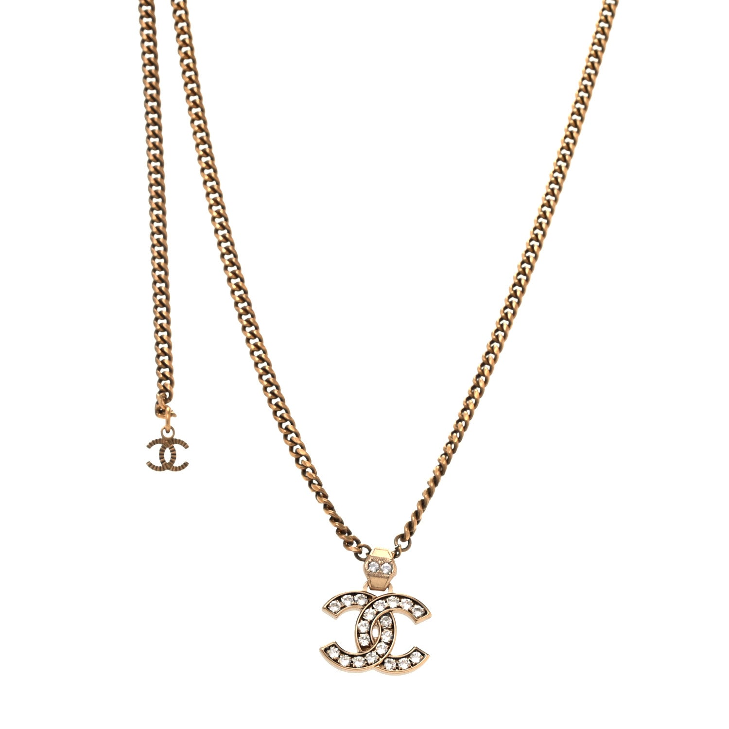 Chanel Crystal CC Necklace Gold 1 of 3