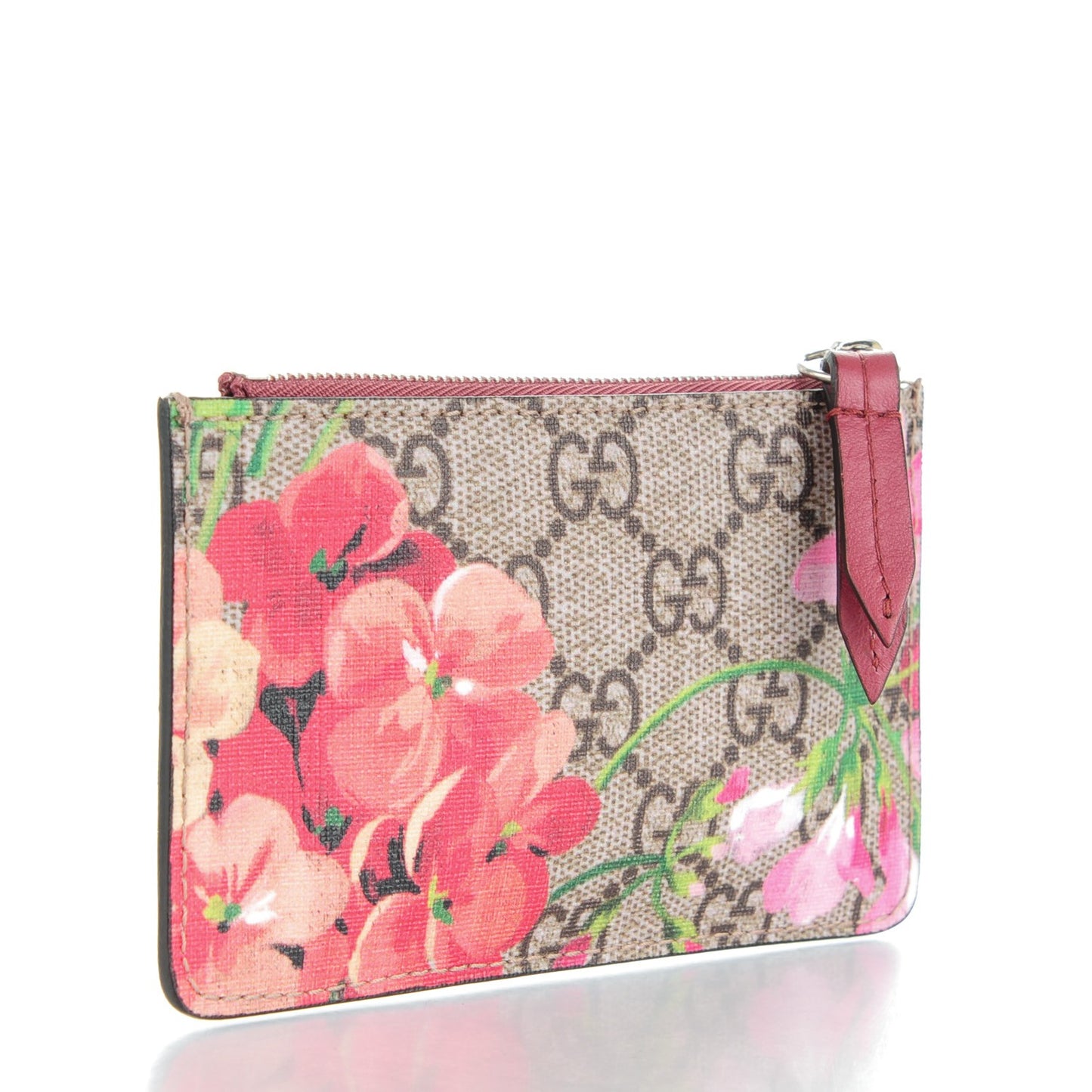 GG Supreme Monogram Blooms Key Ring Coin Case Beige Multicolor Dry Rose