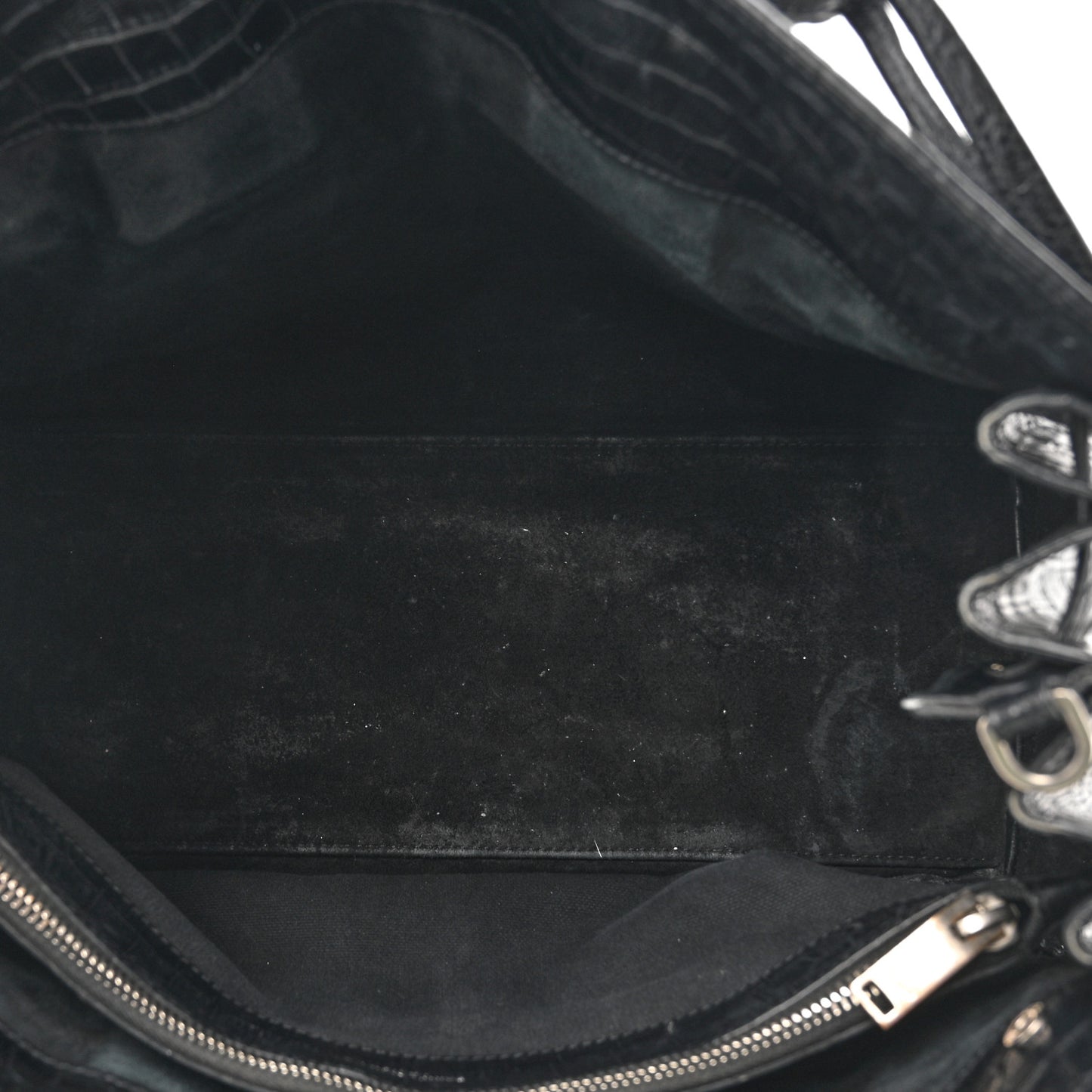 Calfskin Crocodile Embossed Small Sac de Jour Black