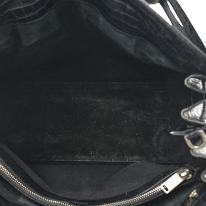 Saint Laurent Calfskin Crocodile Embossed Small Sac de Jour Black 5 of 20