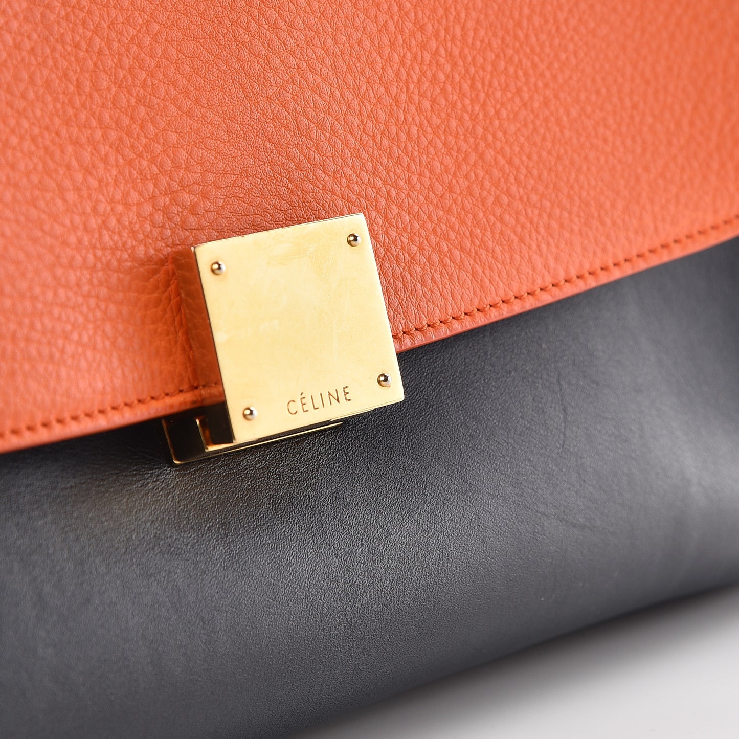 Bullhide Calfskin Small Tri-Color Trapeze Fluo Orange