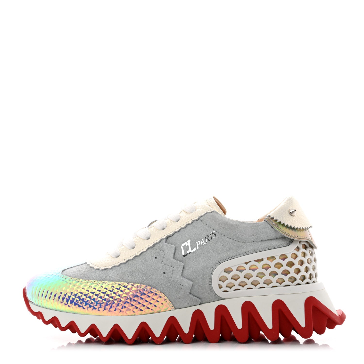 Christian Louboutin Calfskin Suede Patent Psychedelic Womens Loubishark Sneakers 35 Multicolor 1 of 8