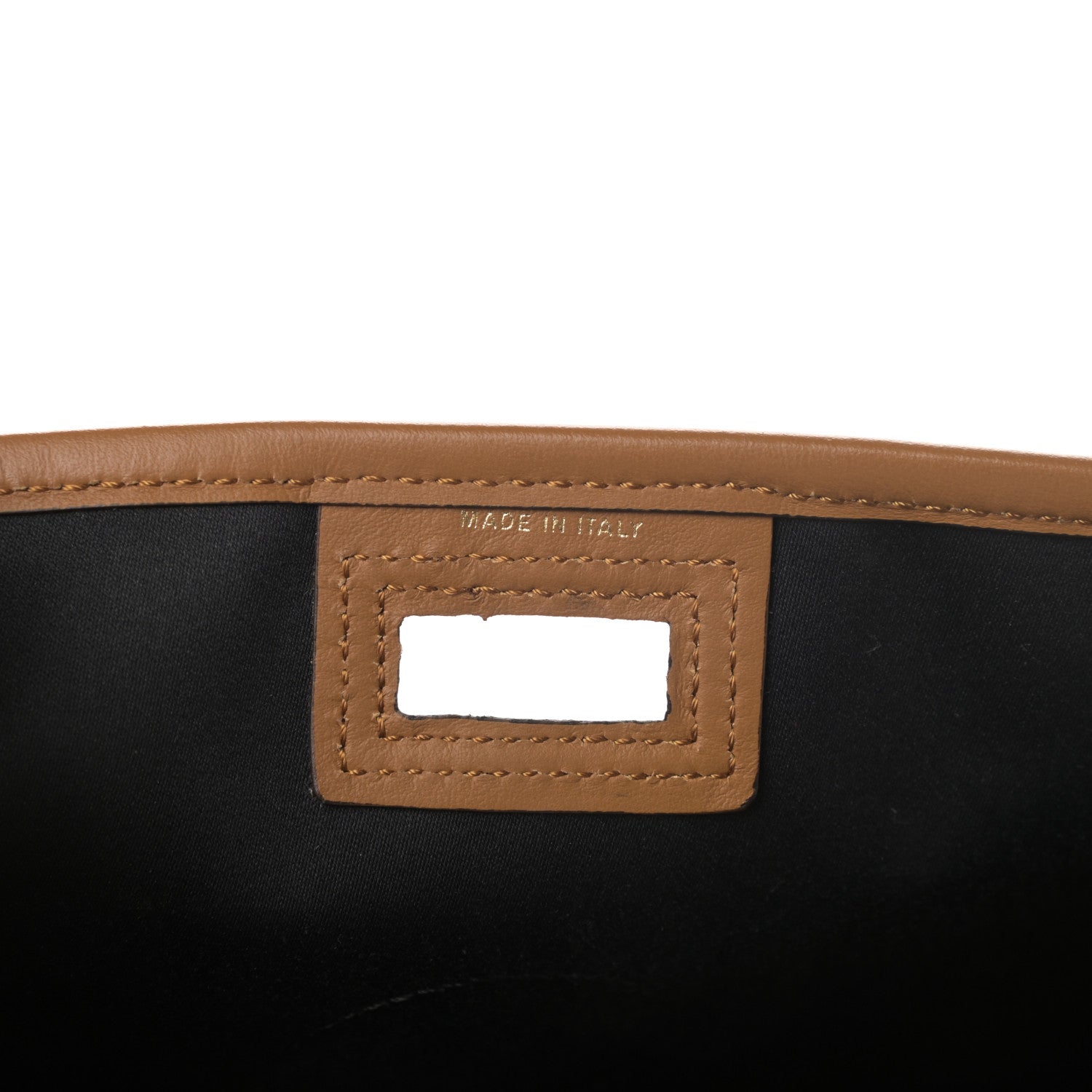 Fendi Glazed Fabric Vitello Century FF 1974 Stamp Patch Mini Peekaboo Defender Cover Mogano Panna Caramello 7 of 8