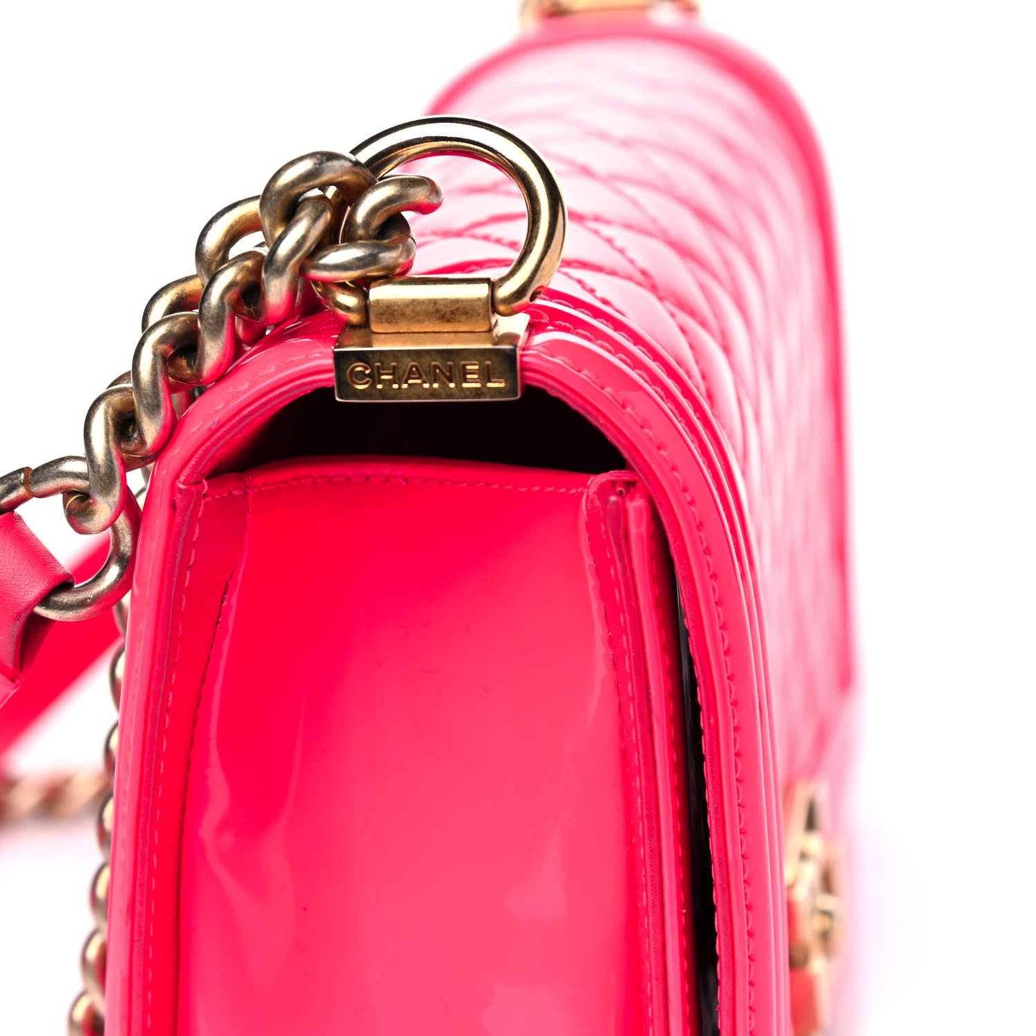 Chanel Patent Quilted Medium Boy Flap Pink 9 of 12
