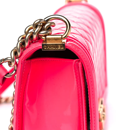 Chanel Patent Quilted Medium Boy Flap Pink 9 of 12